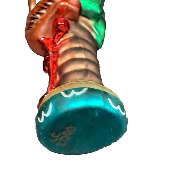 2000 Flamingo Palm Tree Blown Glass Christmas Ornament Hand Signed LC - Picture 5 of 5